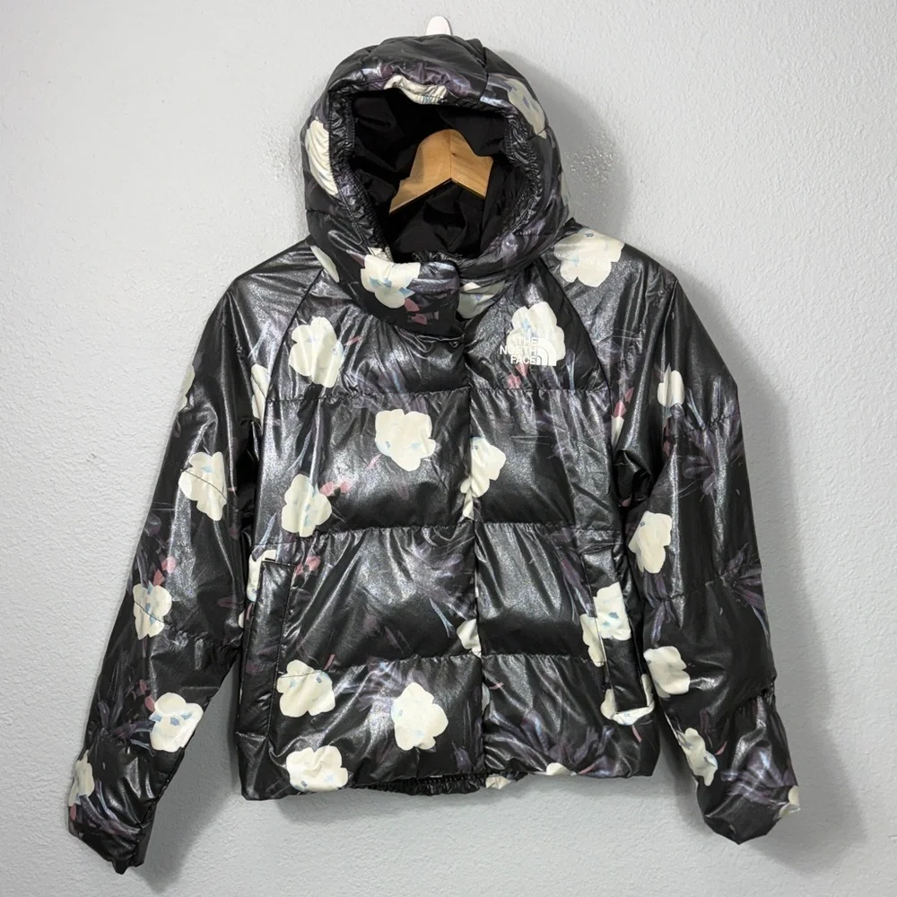 The North Face Girl Down Floral Puff Jacket with Hood
